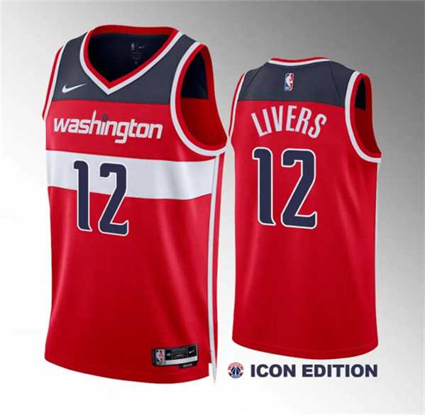 Mens Washington Wizards #12 Isaiah Livers Red Icon Edition Stitched Basketball Jersey Dzhi